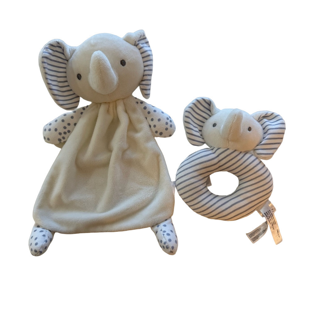 Baby Elephant Plush Toy Set White Blue